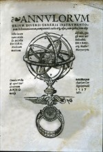 Annulorum, cover of the work with the engraving of an Armillary Sphere, 1537 edition.