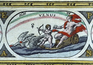 Venus, colored engraving from the book 'Le Theatre du monde' or 'Nouvel Atlas', 1645, created, pr?