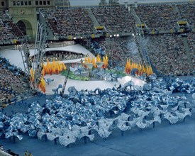 Performance of Fura dels Baus in the opening ceremony of the 1992 Olympic Games in Barcelona.