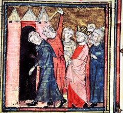Conspiracy against Louis I the Pious, 'Emperor of the West', miniature in 'Great Chronicles of Fr?