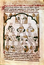7th century, 7th Council of Toledo, summoned by King Chindasvinto, miniature in 'Primacy of the C?