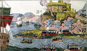 Holy War against France, taking of Algiers by the French, landing and entrance of the troops into?