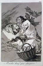 Los Caprichos, series of etchings by Francisco de Goya (1746-1828), plate 45: 'Mucho hay que chup?
