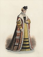 Princess of Bavaria, in the modern age, color engraving 1870.