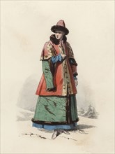 Daughter of Boyar Great Duke of Moscow in the Modern Age, color engraving 1870.