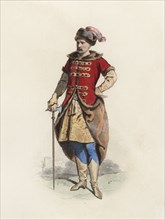 Polish gentleman, in the modern age, color engraving 1870.