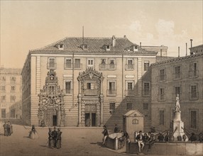 Madrid, building of the Monte de Piedad and Savings Bank in 1842, engraving 1870.