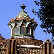 Güell House, detail of the dome of the stables pavilion, built between 1884 and 1887, designed by?