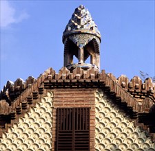 View of the dome of the checkpoint building of Güell House, built between 1884 and 1887, designed?