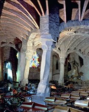 Interior of the crypt of the Church in the Colonia Guell, built between 1908 and 1915, unfinished?