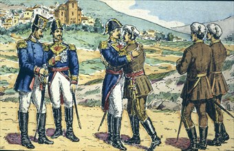 First Carlist War. 'Embrace of Vergara' among generals Espartero and Maroto, with which the Seven?