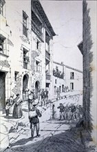 Third Carlist War (1872 - 1876), accommodation of Carlist troops in a village of Catalonia, engra?