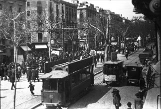 View of La Rambla in Barcelona, 1910.