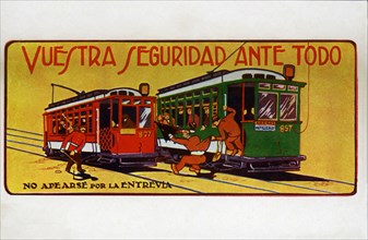 Advertising postcard published by the Compañía de Tranvías de Barcelona during the 1929 Internati?