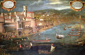 Expulsion of the Moors, oil that represents the shipment at the port of Vinaroz of the Moors of S?
