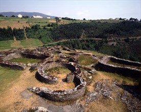 Partial view of the ruins of a Celtic Castro in Coaña (Asturias).