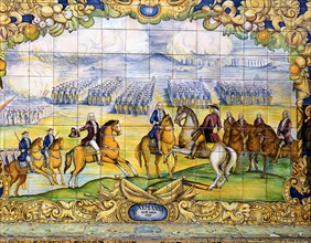 Battle of Almansa in 1707, tile panel located in the Plaza of Spain in Seville.