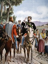 Historic meeting between G. Garibaldi and Victor Emmanuel II in Teano on October 26, 1860.