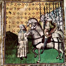 Expedition of Godfrey of Bouillon (1061-1100) to the Holy Land, detail of a miniature in 'From th?