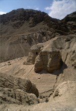 View of the mountains of Qumran in the Judean desert valley, the caves where ancient Hebrew texts?