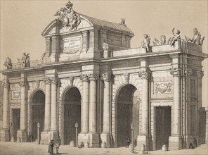 Puerta de Alcala in Madrid, built by order of King Charles III, first opened in 1778, engraving 1?