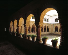Interior of the Mudejar cloister in the monastery of La Rabida.