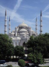 Exterior view of the Blue Mosque in Istanbul.