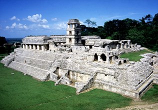 Overview of 'The Palace', Mayan ruins from 7th-8th century, in the state of Chiapas.