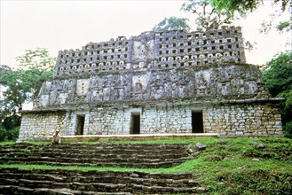 View of Temple No. 33, known as 'Temple of the bird and the jaguar' in the Mayan ruins of Yaxchilan.
