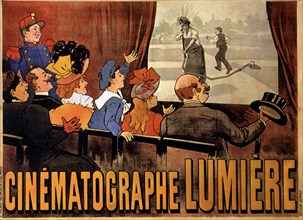 Poster advertising the Lumiere Brothers film 'L'arrosseur arrossé'.