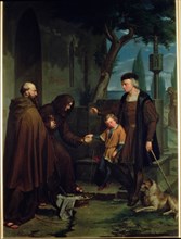 Christopher Columbus with his son at the Monastery of La Rabida, 1858.