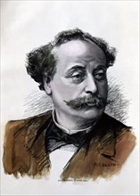 Alexandre Dumas (son) (1824-1896), French writer, 1895 engraving,.