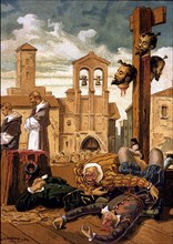 Execution in Villalar in 1521 of the three Comuneros leaders: Juan de Padilla, Juan Bravo and Fra?