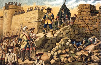 Siege of Barcelona in 1714 by the troops of Philip V, negative to the offer of surrender of the c?