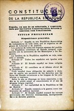 First page of the text of the Constitution of the Second Spanish Republic in 1931.
