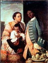 Mestizo, mixed birth from Cambuso Chinese and Loba Indian, 18th century Mexican painting in the M?