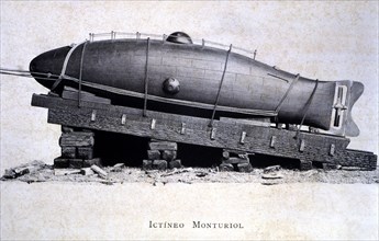 Ictíneo Submarine, built by Narcís Monturiol in 1859, the Ictíneo ready for testing in the port o?