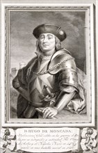 Hugo de Moncada (1478-1528), Spanish general, engraving from the collection 'Illustrious Men'.