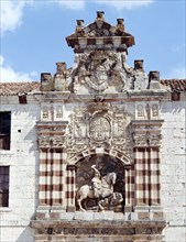 El Cid (Rodrigo Diaz de Vivar). (1043-1099), Spanish knight, equestrian figure on the façade of t?