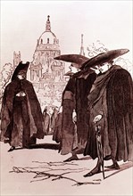Madrid typical customs, the Clergy in a morning walk through the village of Madrid (1845), in the?