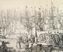 Embarkation to England on 11th November 1688 of William III (1650 - 1702), called William of Oran?