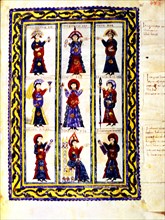 Iluminated page of the Codex Emilianense with kings Recesvinto, Knindesvinto, Egica, Urraca and S?