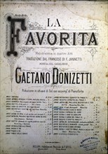 Cover of the score of the opera 'The Favourite' by Gaetano Donizetti.