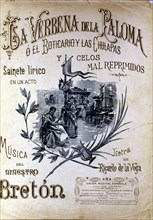 Cover of the operetta 'La Verbena de la Paloma' , 1893, Tomas Breton composer's work.