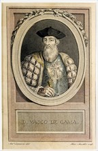 Vasco de Gama (1469-1624), Portugese navigator, engraving after a drawing by Antonio Carnicero.