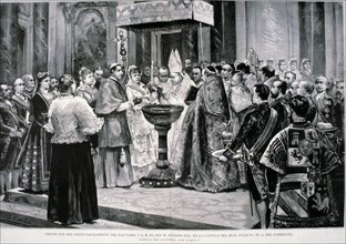 Baptism of King Alfonso XIII verified with the greatest solemnity in the Chapel of the Royal Pala?