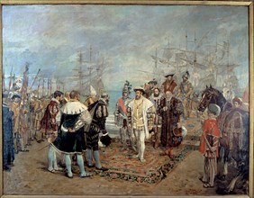 King Francis I of France arrives in Valencia' Oil by Ignacio Pinazo.