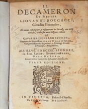 Cover of the Deccameron by Giovanni Boccaccio, published in Venice, 1635.