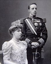 Alfonso XIII, King of Spain. (1886-1941), with his wife Victoria Eugenia of Battenberg (1887-1969).