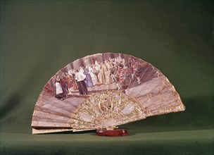 Fan with the historical scene of the baptism of Alfonso XIII (1886-1941) King of Spain, on a draw?